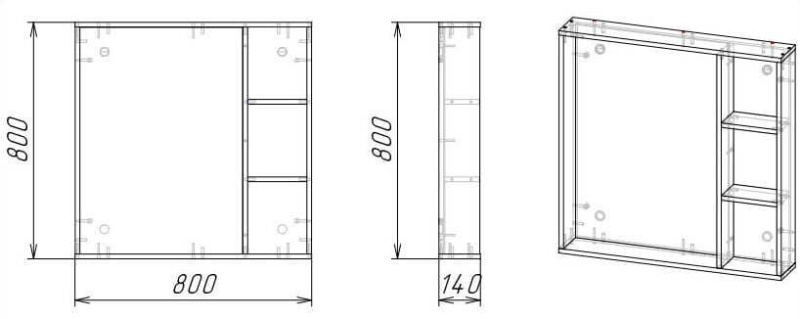 Зеркало в ванную Grossman ФАЛЬКОН-80 с полкой